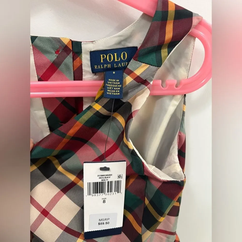 Polo Ralph Lauren Girls Plaid Taffeta Dress Size 8